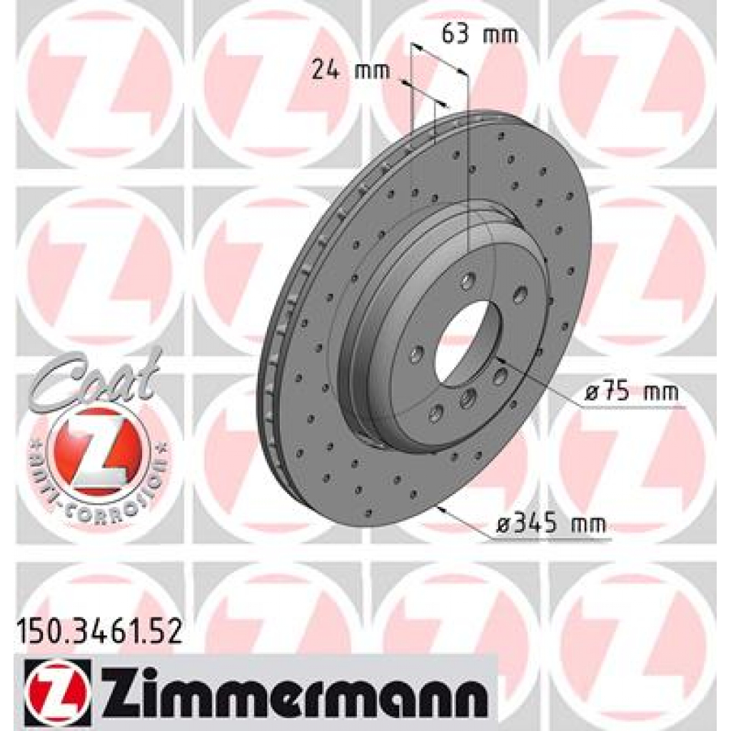 Гальмівний диск ZIMMERMANN 150.3461.52 - зображення 1