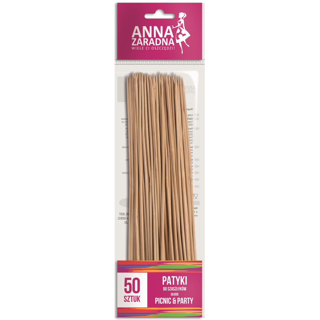 Шпажки кулінарні Anna Zaradna для шашлика довгі 25 см 50 шт. (5903936007202) - зображення 1