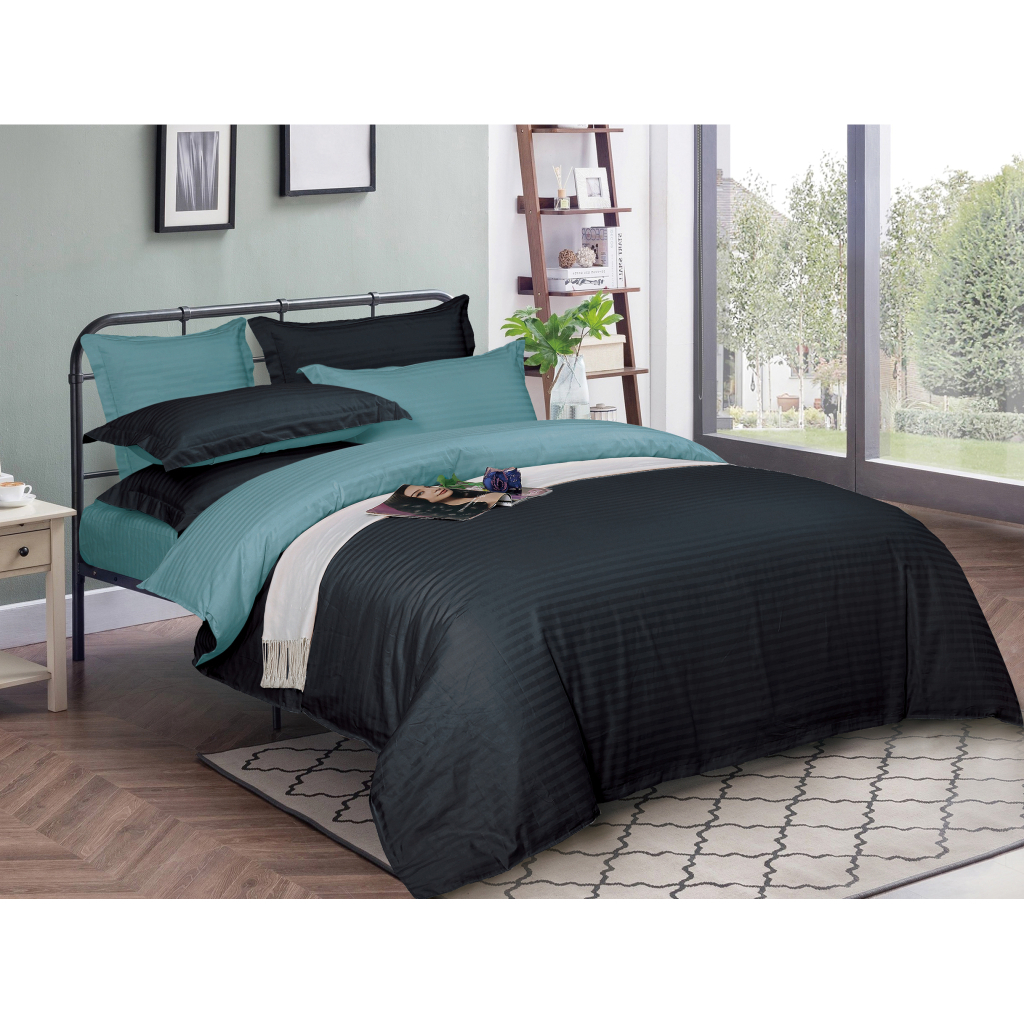 Постільна білизна MirSon Satin Stripe 30-0021 + 30-0015 Edaliz 160х220 Полуторна Євро (2200005266670) - зображення 1