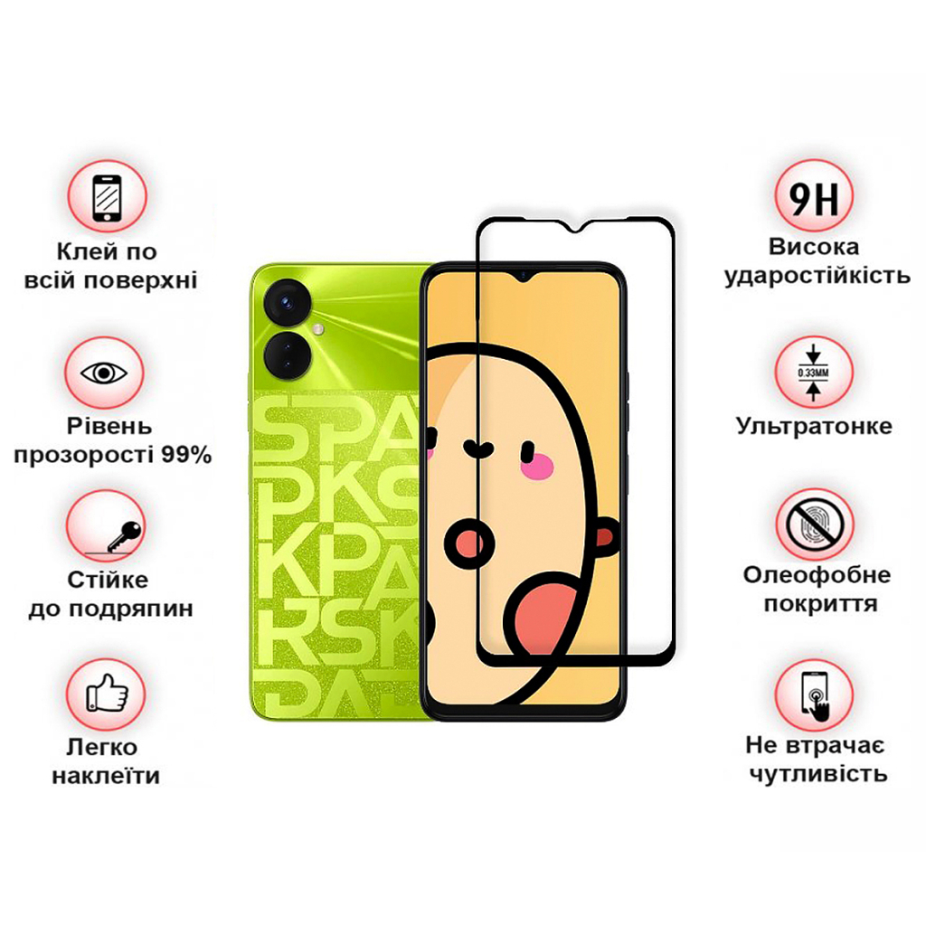 Скло захисне BeCover Tecno Spark 9 Pro (KH7n) Black (708169) - зображення 3