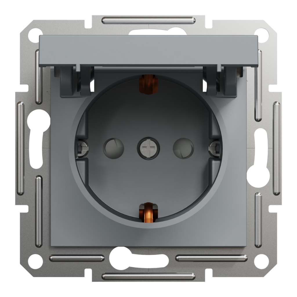 Розетка Schneider Electric ASFORA з кришкою, сталь (EPH3100162) - изображение 1