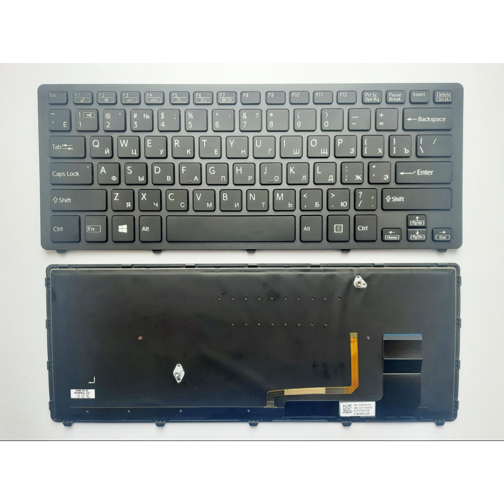 Клавіатура ноутбука Sony SVF14N (Fit 14N Series) чорна з чорною рамкою та підсвіткою RU (A43814) - зображення 1