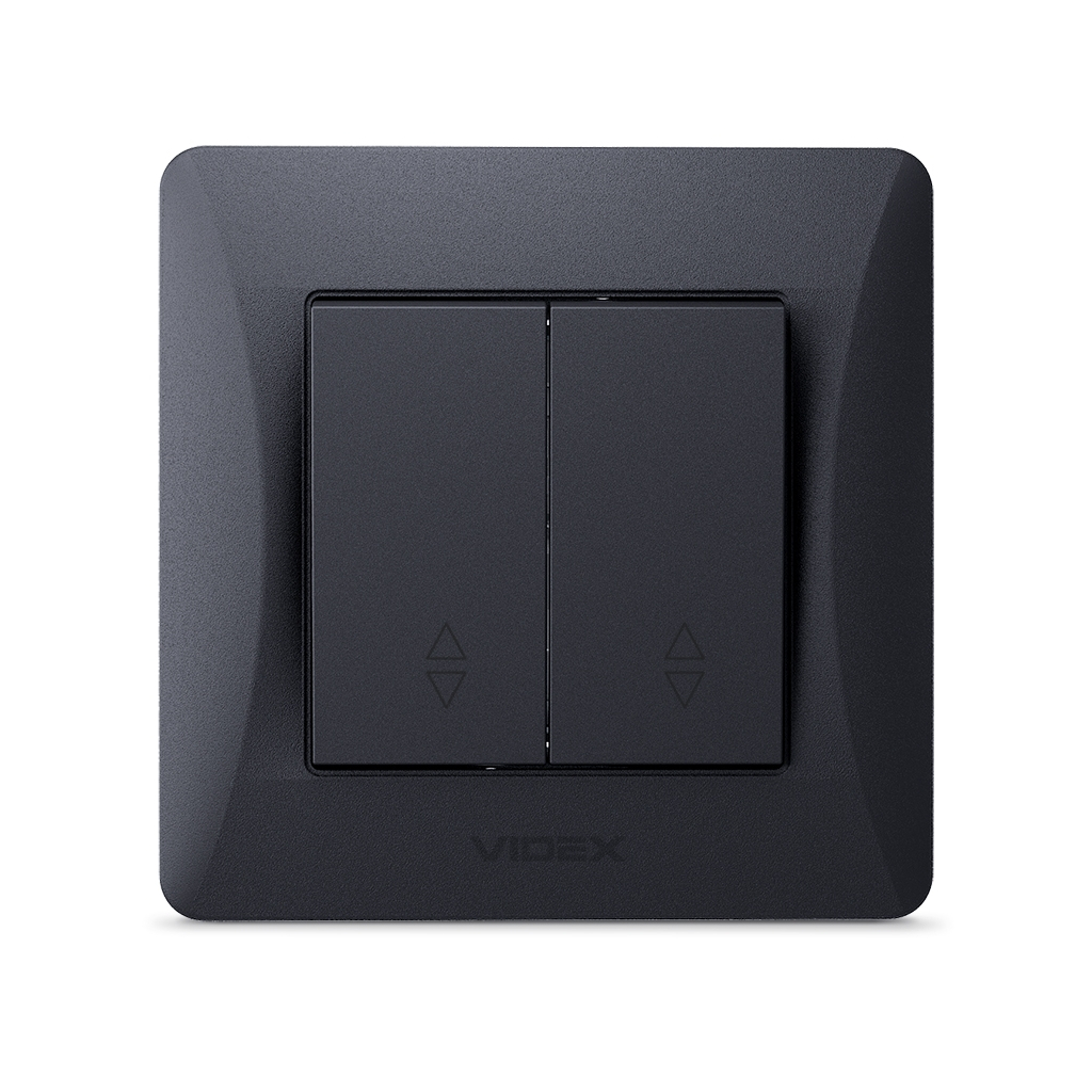 Перемикач Videx BINERA 2кл прохідний чорний графіт (VF-BNSW2P-BG) - изображение 2