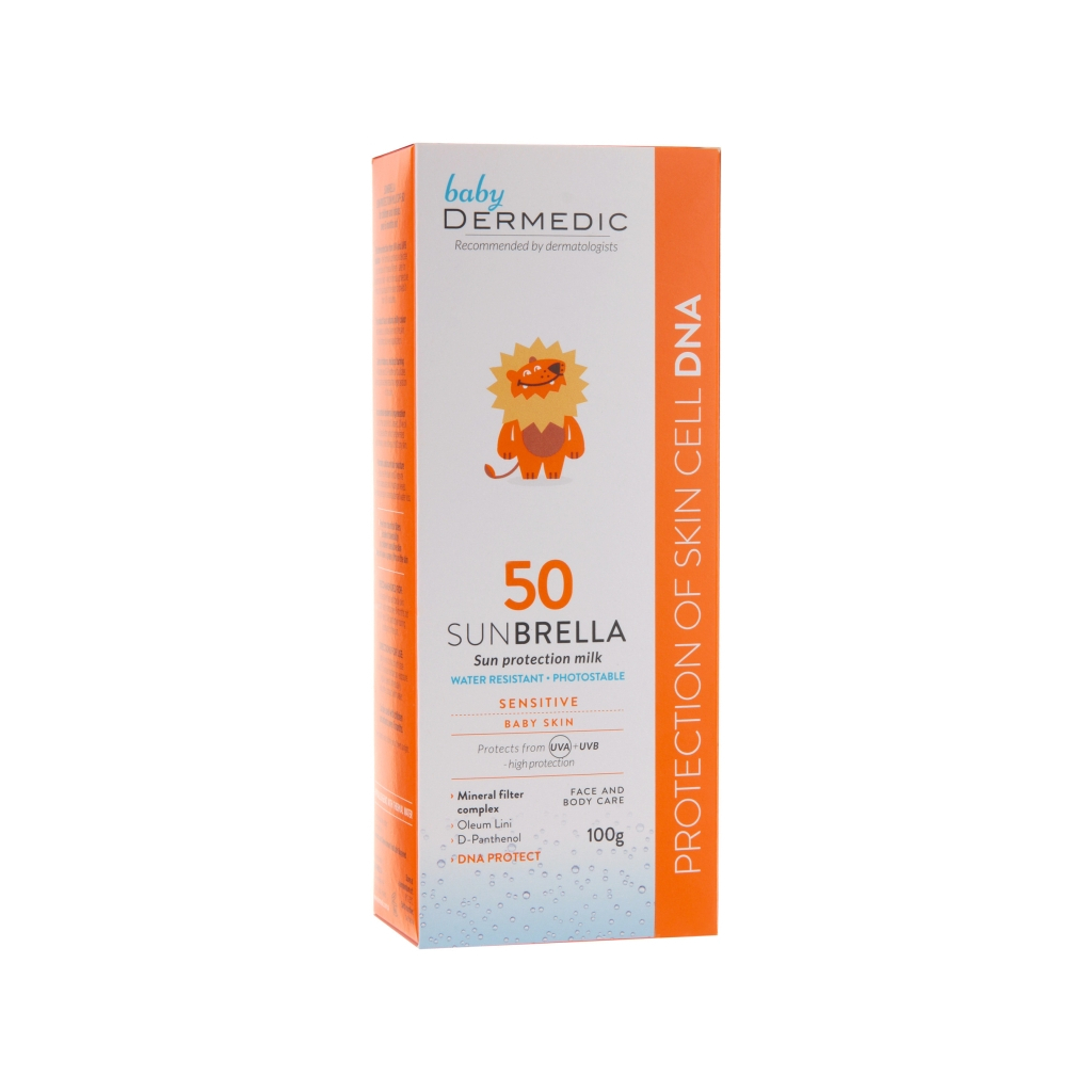 Засіб від засмаги Dermedic Sunbrella Baby Сонцезахисне молочко для дітей SPF50 100 мл (5901643170592) - зображення 2