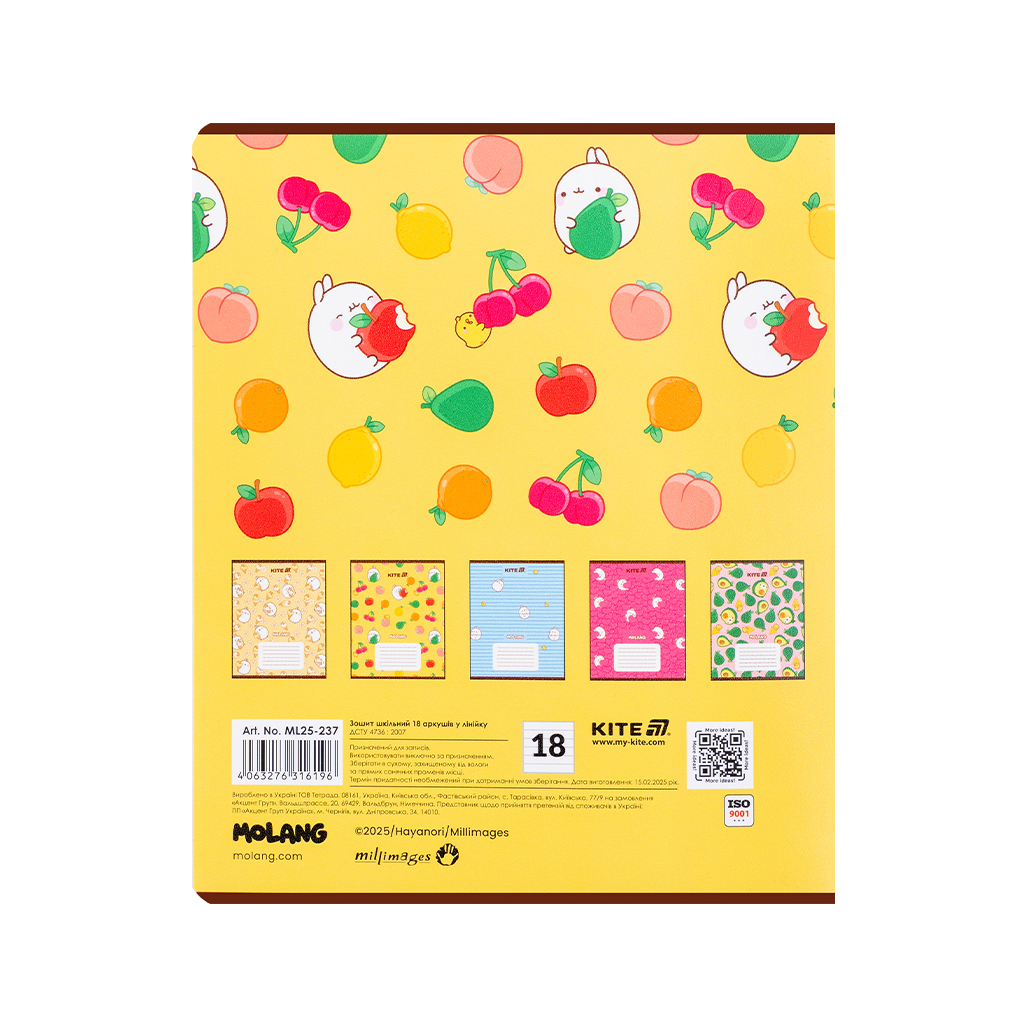 Зошит Kite Molang, 18 аркушів, лінія (ML25-237) - зображення 8