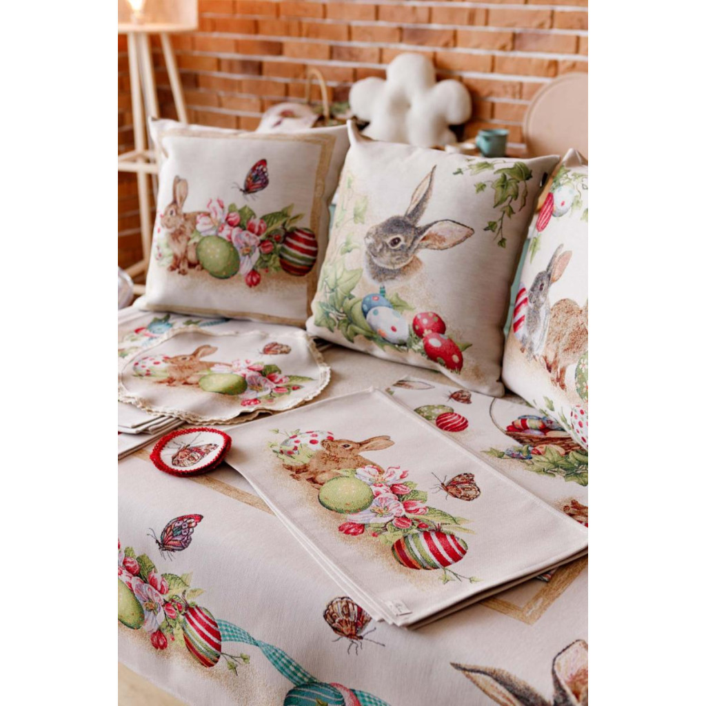 Подушка Прованс декоративна гобеленова Заєць з писанками Веснянка 45х45 см (034268) - зображення 6