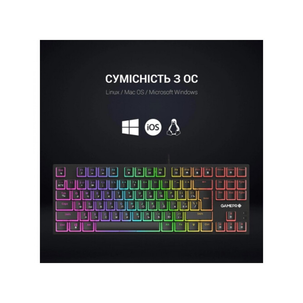 Клавіатура GamePro MK80B RGB Blue Switch USB Black (MK80B) - зображення 5