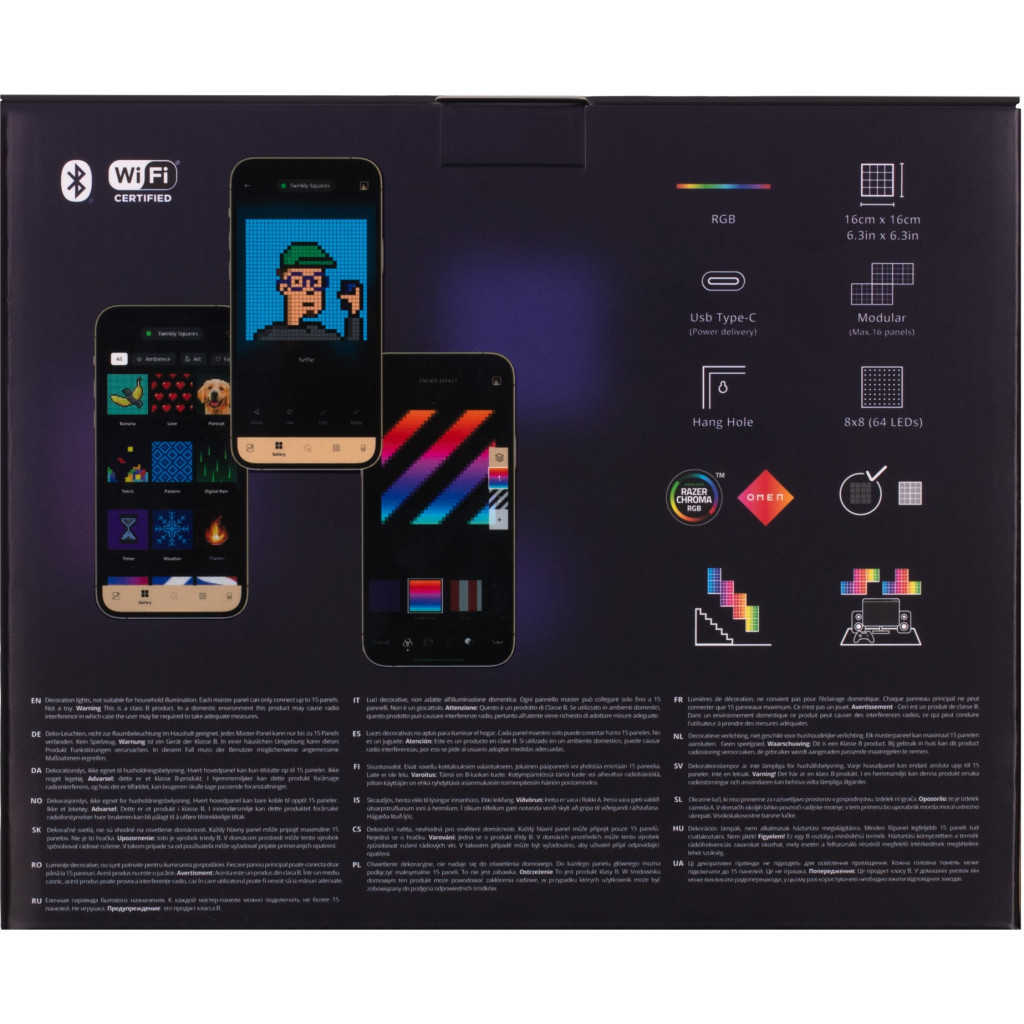 Гірлянда Twinkly Панель Smart LED Squares 1+5 RGB, Gen II, IP20, 16x16см, білий (TWQ064STW-07-BEU) - зображення 12