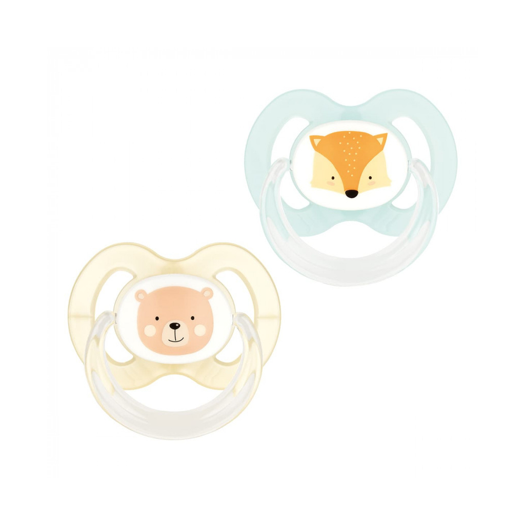 Пустушка Baby-Nova Forest Animals 6-18 міс. персикова/бирюзова 2 шт (3962321) - зображення 1