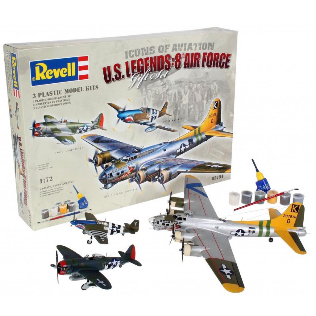 Збірна модель Revell Літаки Flying Legends 8th USAAF (B-17G P-47D P-51B) 1:72 (5794) - зображення 3