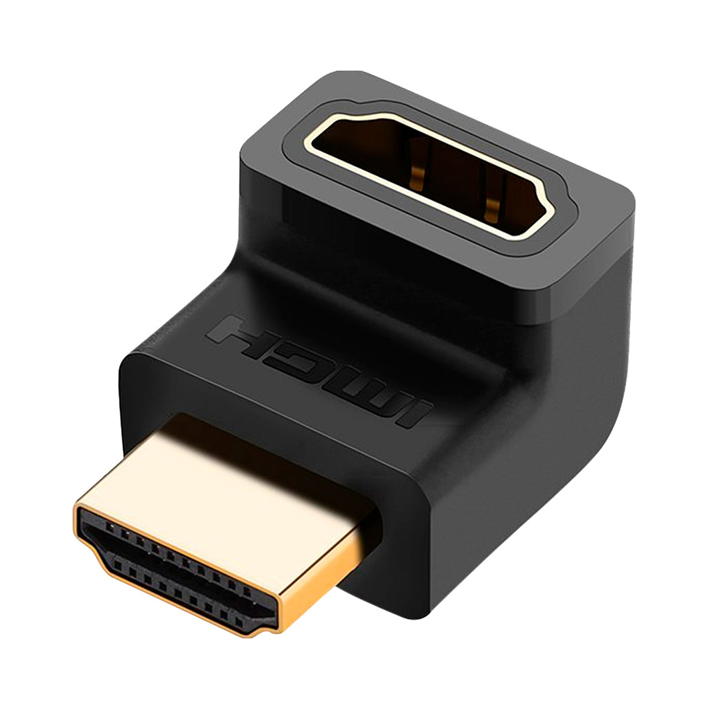 Перехідник HDMI M to HDMI F 90° corner UP HD112 black Ugreen (20110) - зображення 1