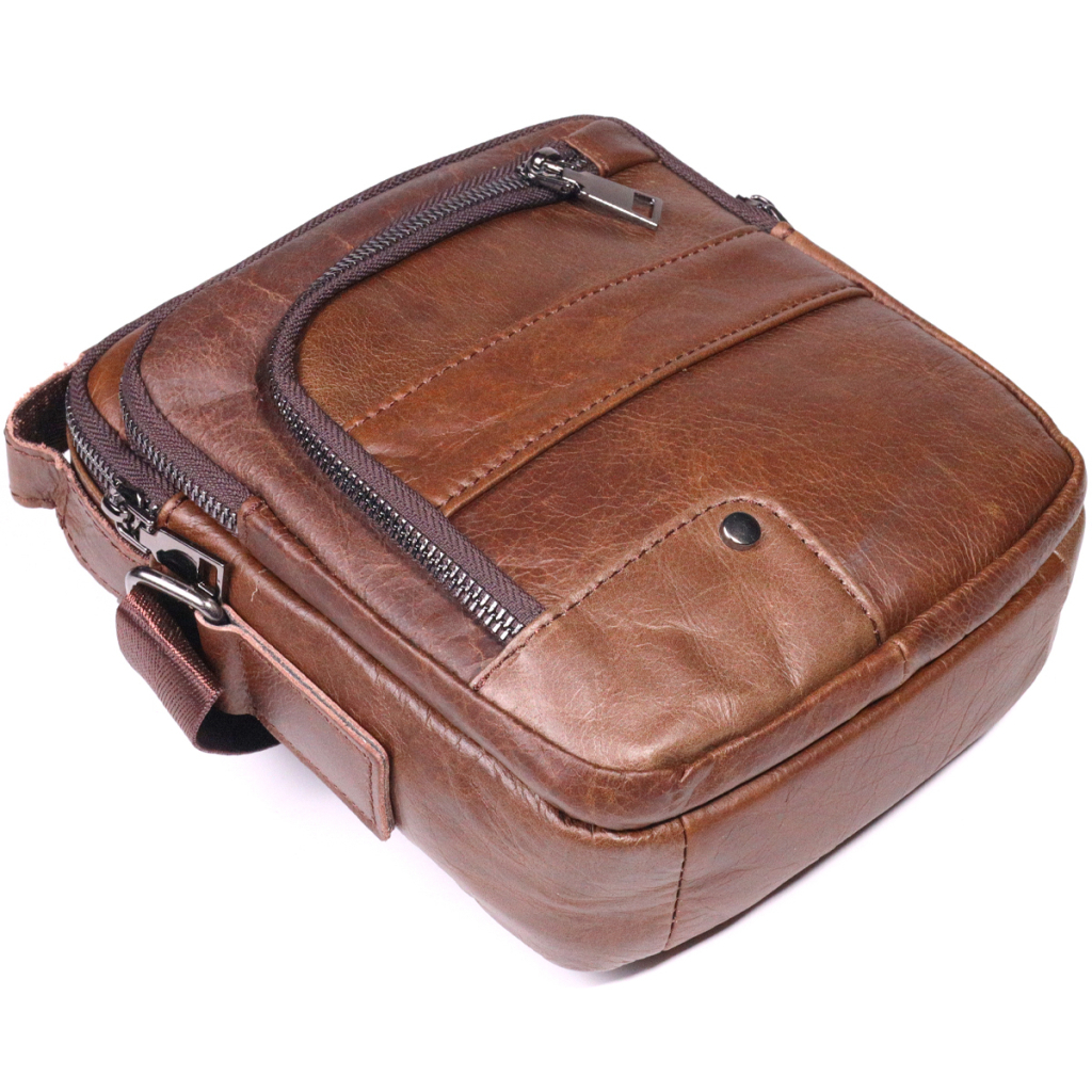 Сумка Vintage Чоловіча через плече з натуральної шкіри Світло-коричнева (21480) - зображення 5