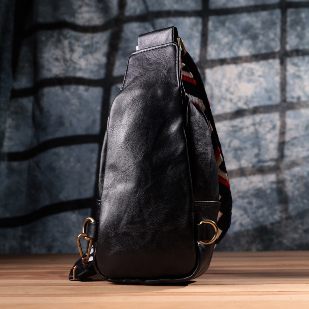 Сумка Vintage Жіноча слінг через плече з екошкіри Чорна (sale_15117) - зображення 10