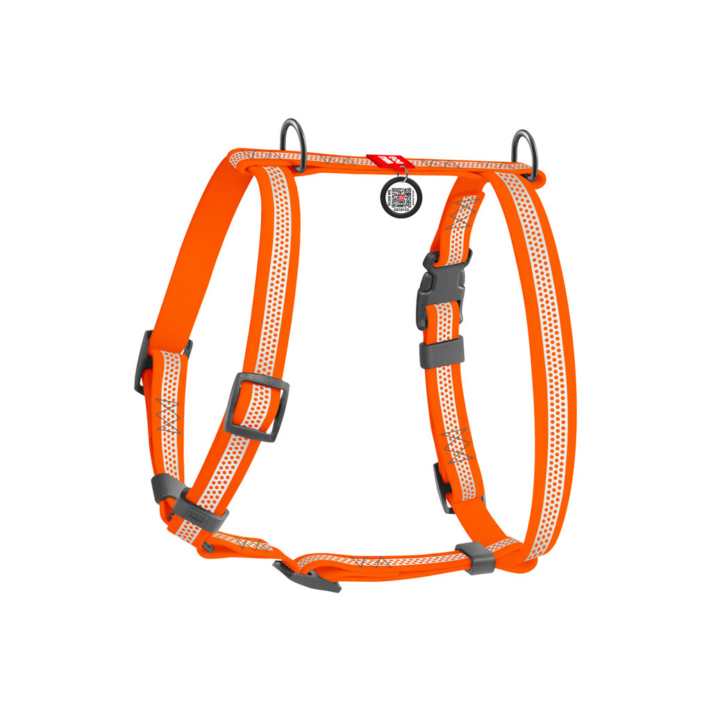 Шлея для собак WAUDOG Waterproof анатомічна Н-подібна з QR-паспортом М помаранчева (32824) - зображення 2