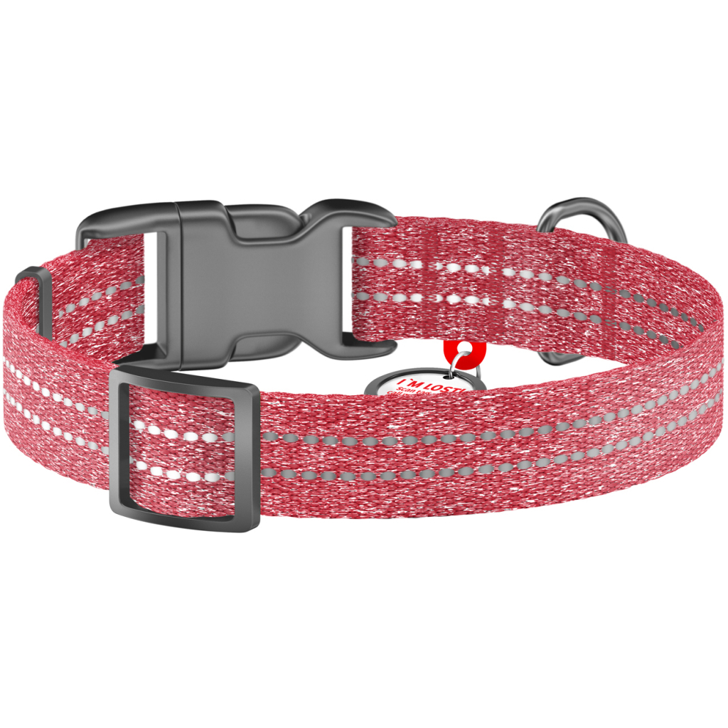 Нашийник для тварин WAUDOG Re-cotton з QR паспортом світловідбивний Ш 25 мм Д 37-58 см червоний (02943) - зображення 2