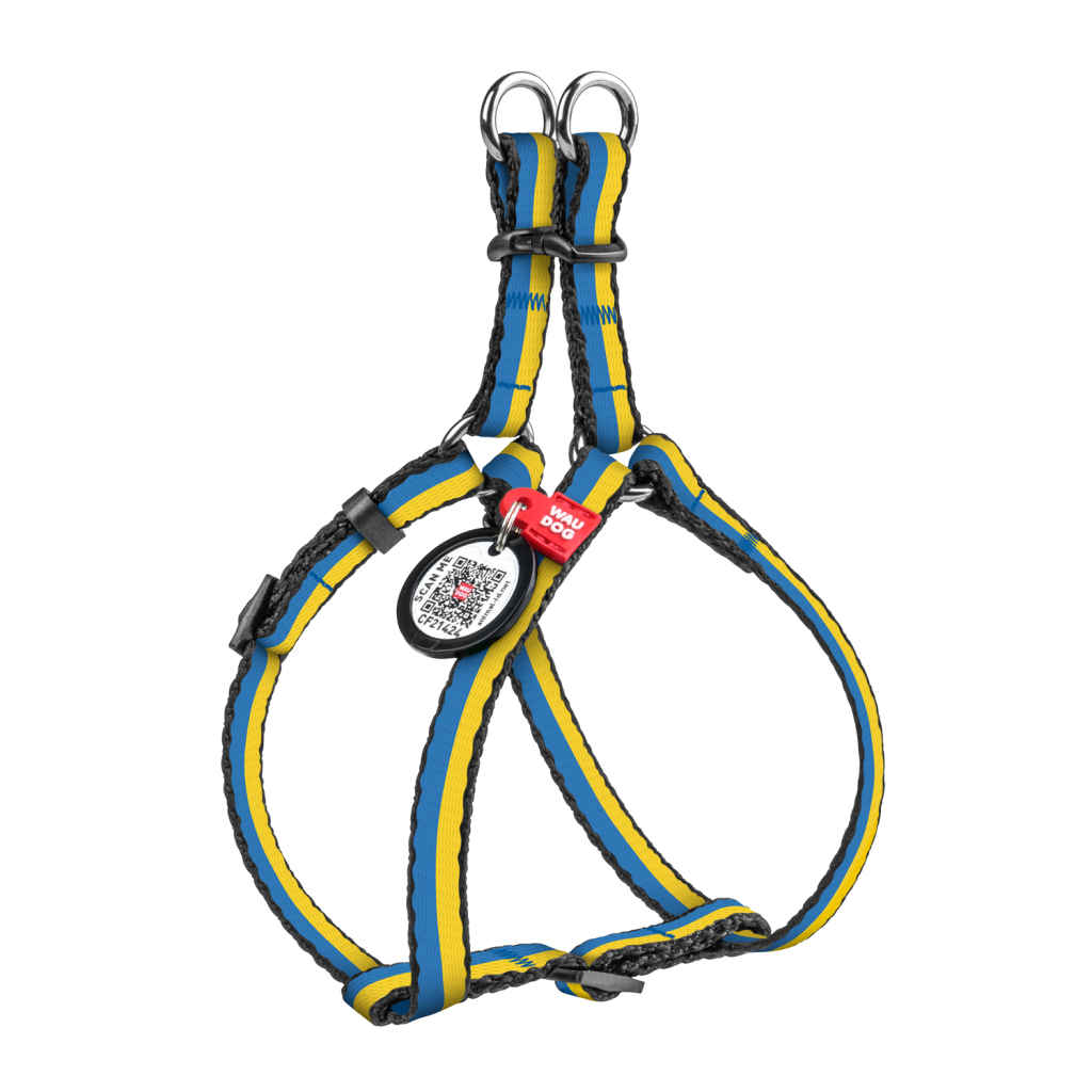 Шлея для собак WAUDOG Nylon з QR паспортом анатомічна "Colors of freedom" XS (319-4020) - зображення 2