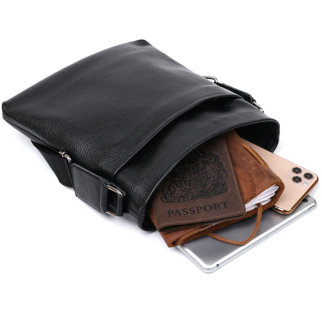 Сумка Shvigel Шкіряна через плече Чорна (11603) - зображення 6