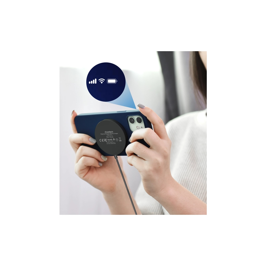 Зарядний пристрій Choetech Wireless magnetic 15W black (T518-F) - зображення 2