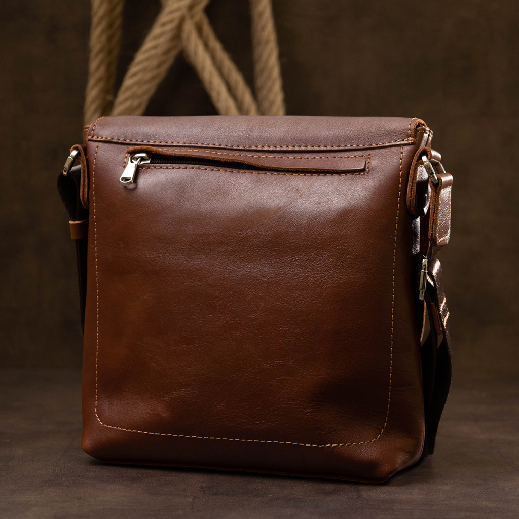 Сумка Grande Pelle Шкіряна чоловіча через плече Коричнева (11567) - зображення 10