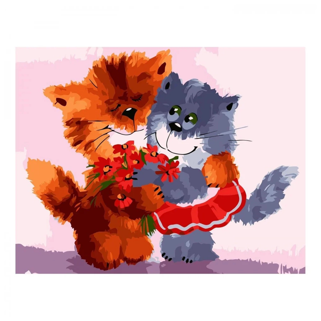 Картина по номерам Strateg Пара котиків 30х40 см (SV-0061) - зображення 1