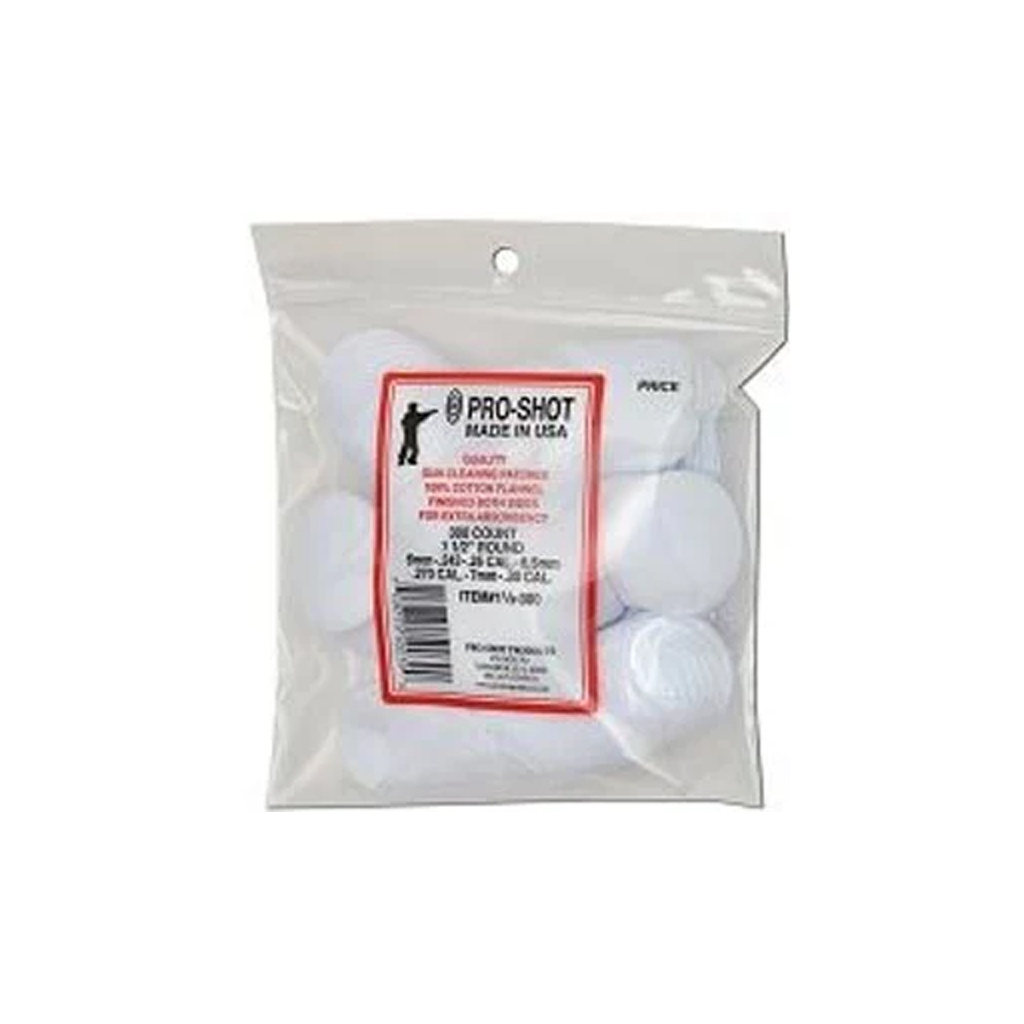 Патч для чищення зброї Pro-Shot 6mm-.30 - 1 1/2" круглий бавовна 300 шт/уп (11/2-300) - изображение 1