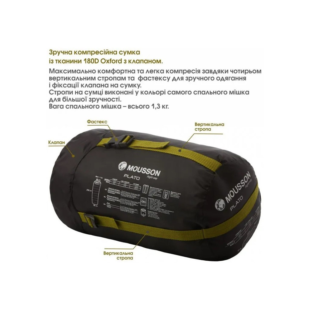 Спальний мішок Mousson PLATO L Olive (9043) - зображення 11