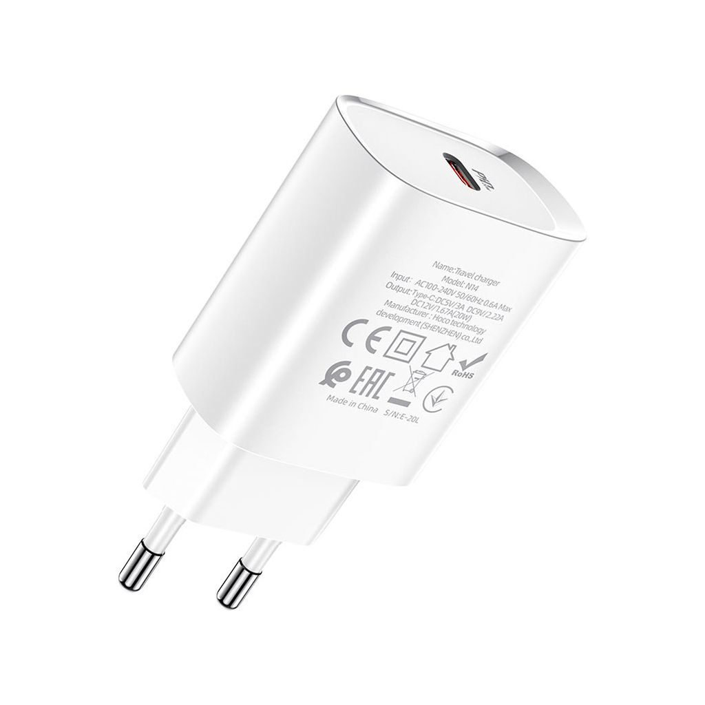 Зарядний пристрій HOCO N14 Smart Charging USB-C PD20W White (6931474745026) - зображення 4