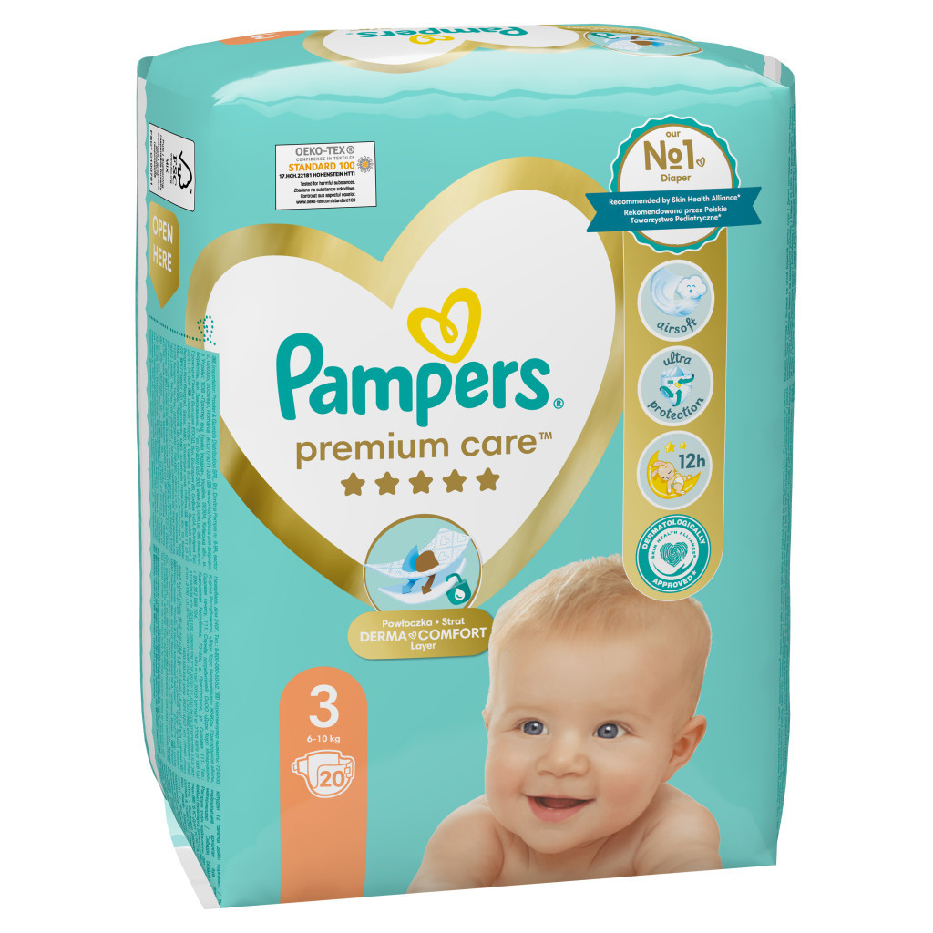 Підгузки Pampers Premium Care Midi Розмір 3 (5-9 кг), 20 шт (4015400687818) - зображення 3