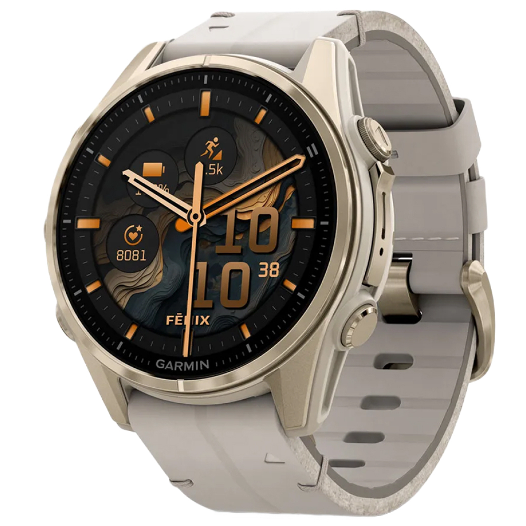 Смарт-годинник Garmin fenix 8 43mm, AMOLED, Saph, SftGldSS/FogGryLeatherBnd, Excl, GPS (010-02903-40) - зображення 1