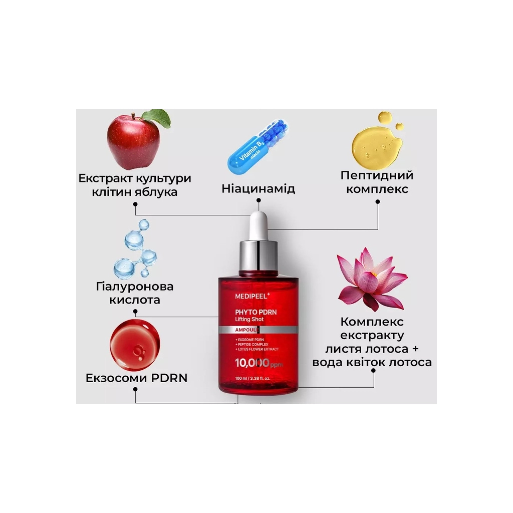 Сироватка для обличчя Medi-Peel Phyto Exosome PDRN Lifting Shot Serum 100 мл (8809941824681) - изображение 4
