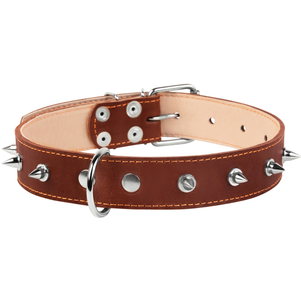 Нашийник для тварин Collar подвійний із шипами 35 мм 48-63 см (коричневий) (02876) - зображення 3
