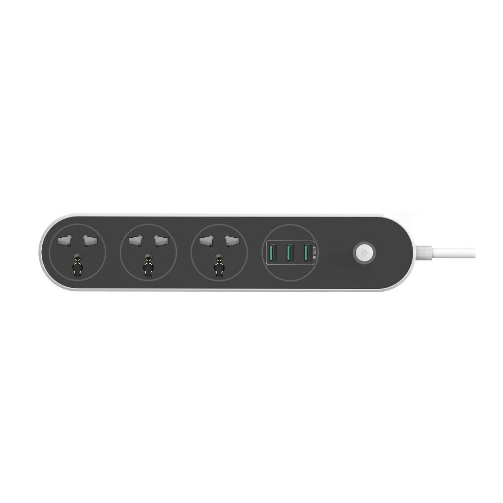 Мережевий фільтр живлення ColorWay CW-CHU33B, 3 розетки / 3USB Black 1.8M - зображення 2