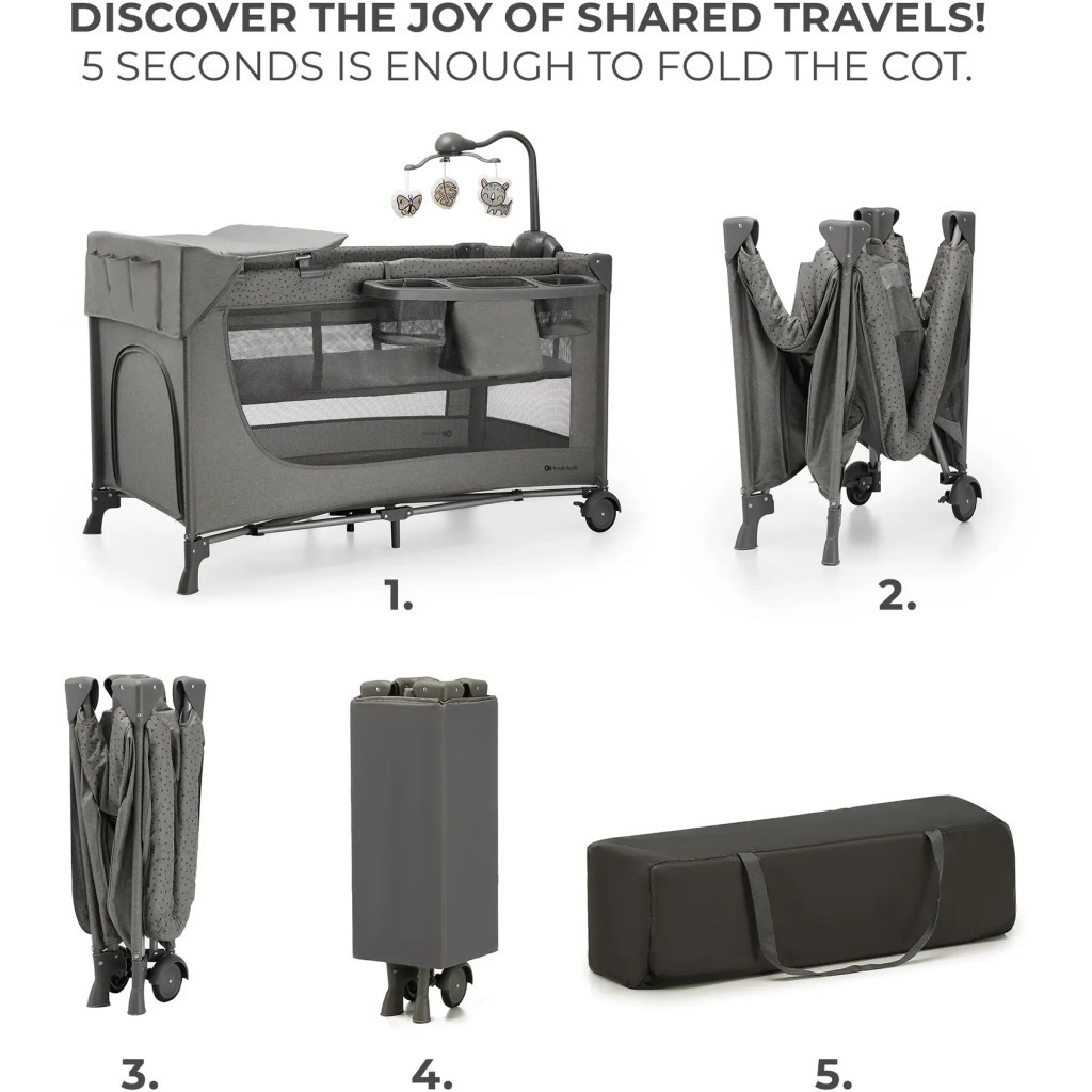 Дитячий манеж Kinderkraft с пеленатором Joy 2 Dark Grey (5902533925155) - изображение 3