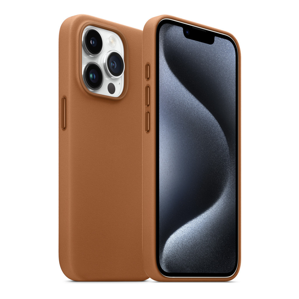 Чохол до мобільного телефона Armorstandart FAKE Leather Case Apple iPhone 15 Pro Light Coffee (ARM76300) - зображення 3