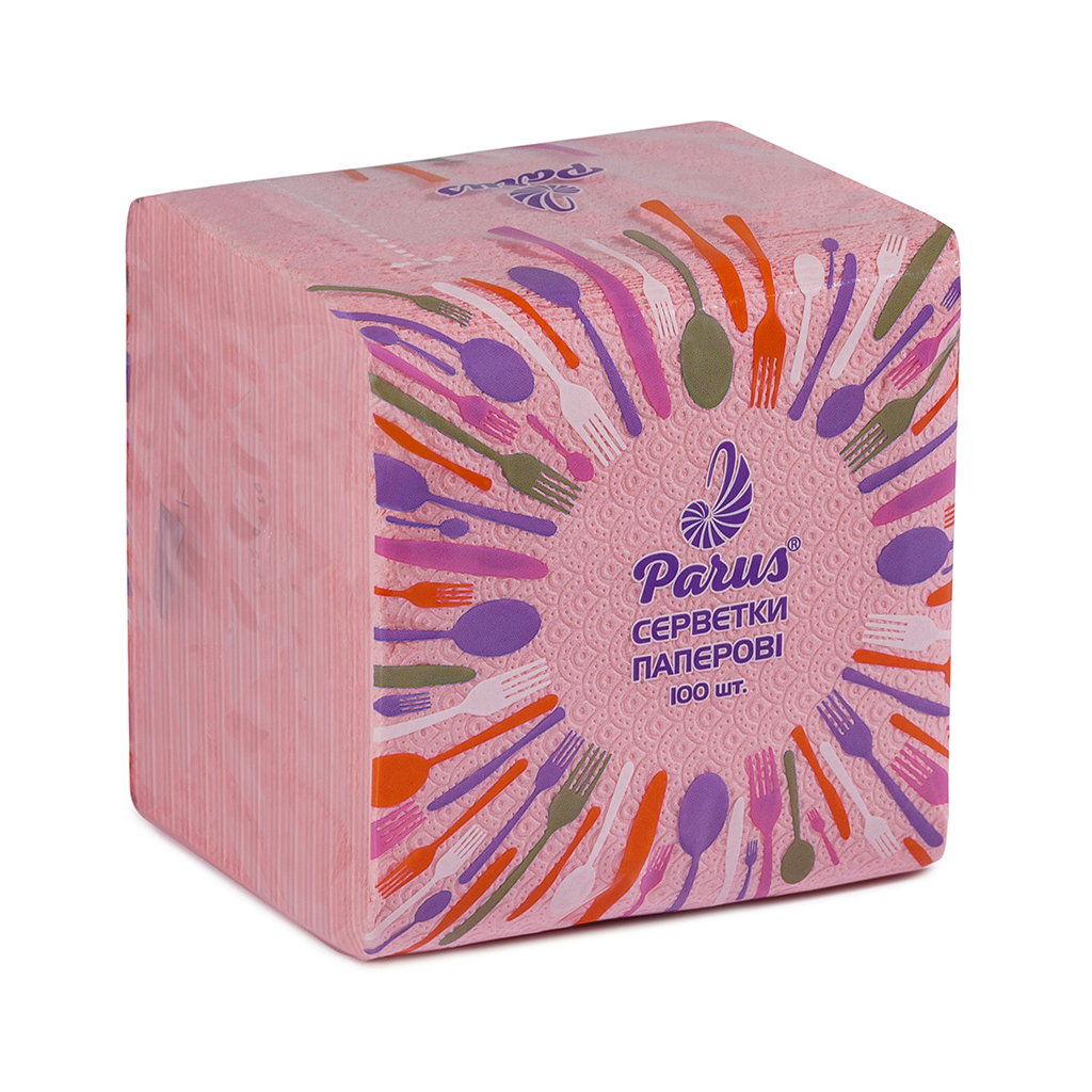 Серветки столові Parus 1 шар Рожеві 100 шт. (4820044170271) - зображення 1
