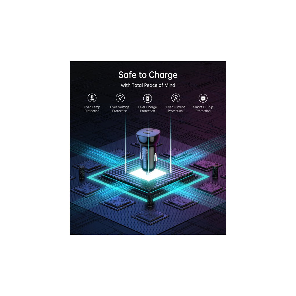 Зарядний пристрій Choetech car 2хUSB-C 40W PD black (TC0008-BK) - зображення 8