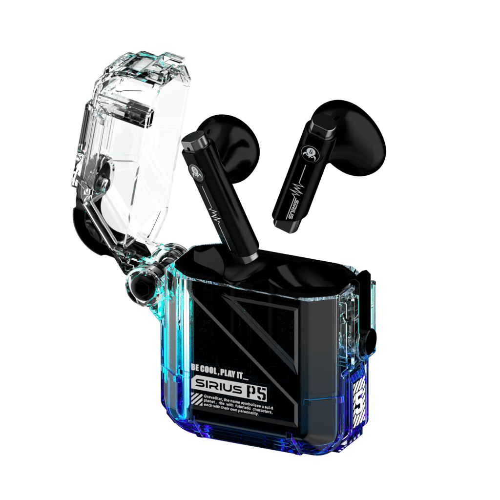 Навушники GravaStar Sirius P5 TWS BT 5.2 IPX4 Transparent Blue (GRAVASTARP5_XTAL_BLU_V2) - зображення 1