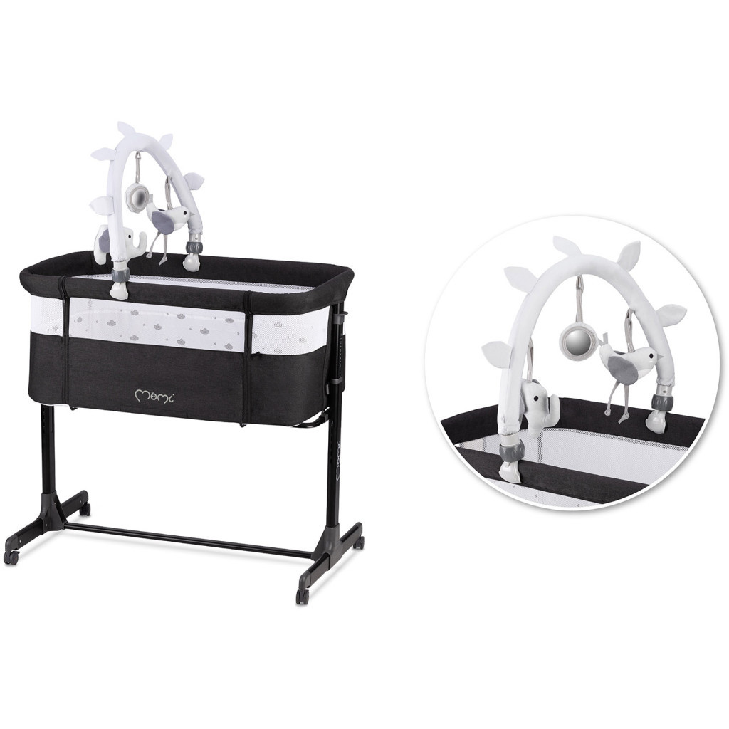 Ліжечко MoMi Приставне ліжечко MoMi REVO (колір - dark grey) (LOZE00021) - зображення 4