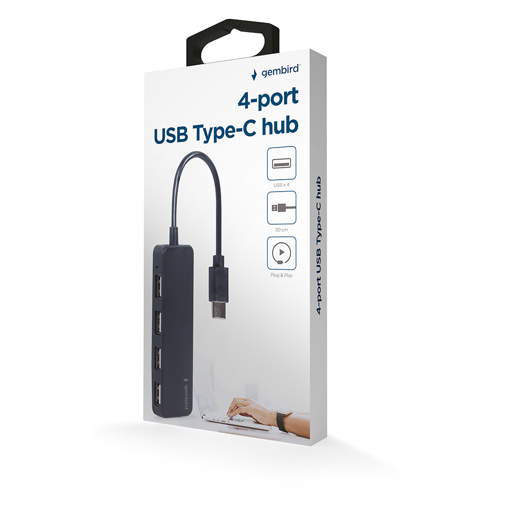 Концентратор Gembird USB-C 4 ports USB 2.0 black (UHB-CM-U2P4-01) - зображення 3