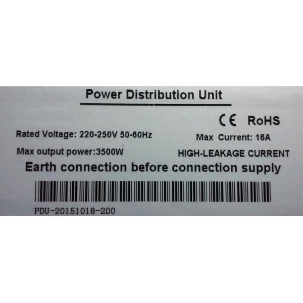 Силовий блок Hypernet 19" 9 розеток, без вимикача, 220В, 16А (SPP9-E) - зображення 4