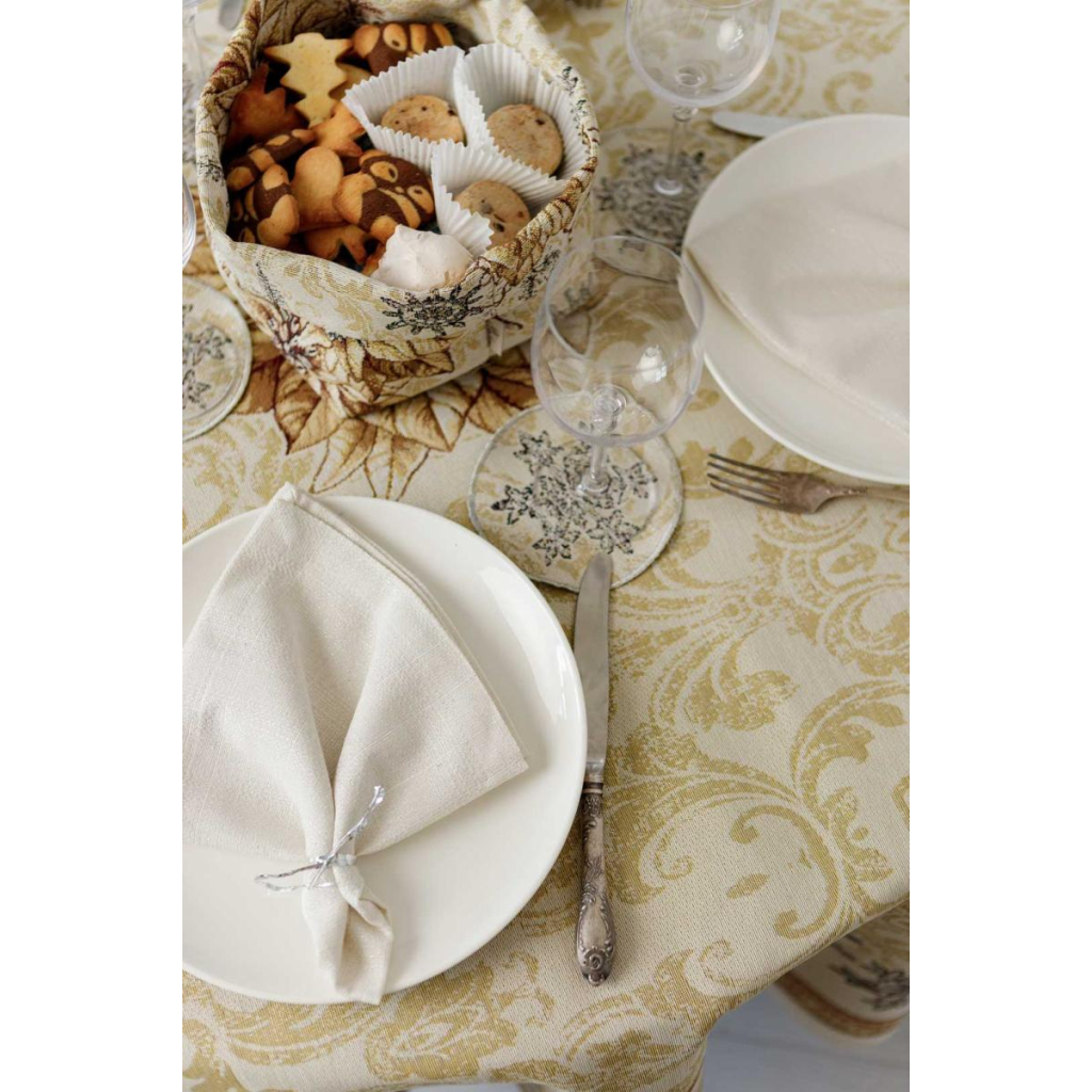 Скатертина Прованс гобеленова з велюром Золоте свято Dх180 см (037394) - зображення 4