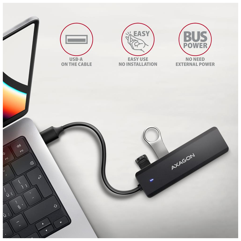 Концентратор AXAGON USB 3.1 to 4xUSB 3.0 black (HUE-C1A) - зображення 3