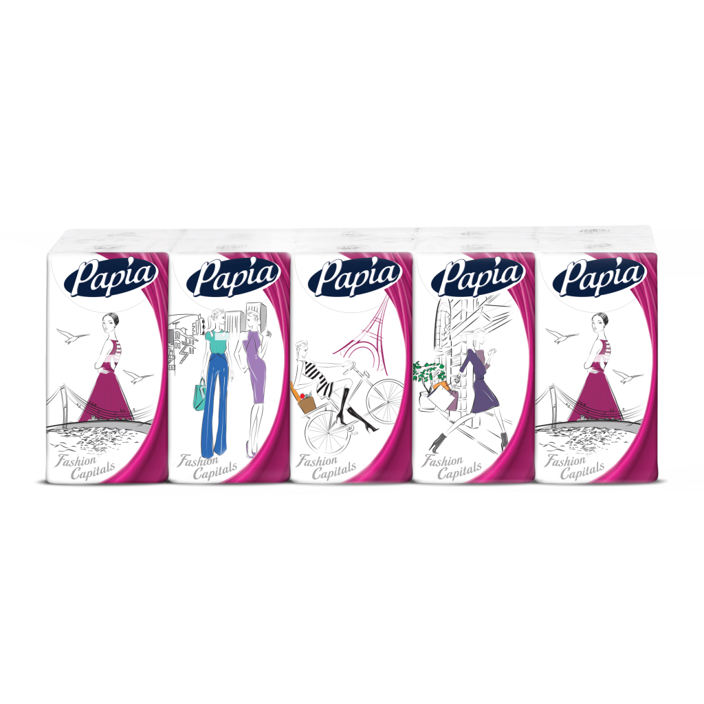 Серветки косметичні Papia 2 шари 10 шт. x 10 пачок (8690536063161) - зображення 1