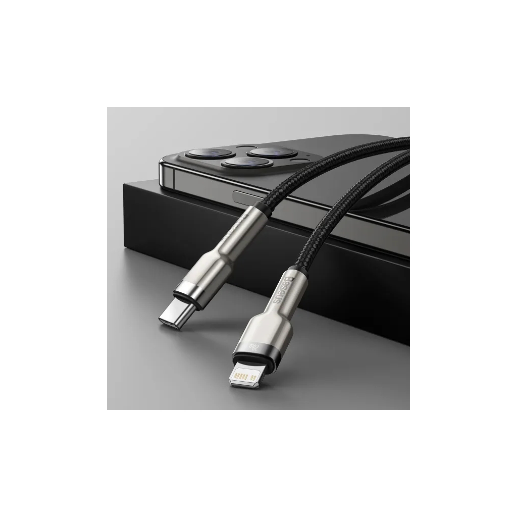 Дата кабель USB-C to Lightning 0.25m 20W Cafule Series Meta black Baseus (CATLJK-01) - зображення 7