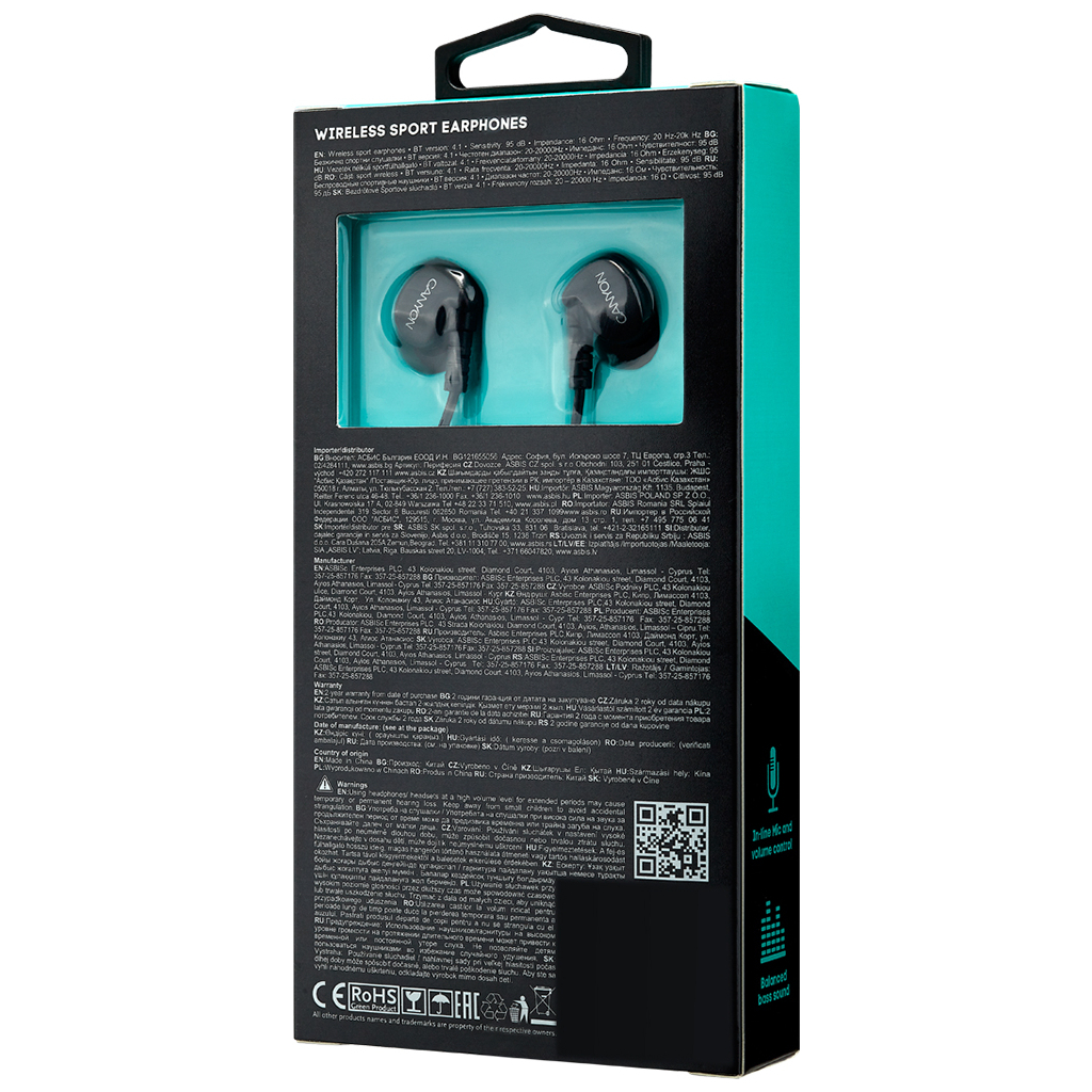Навушники Canyon BTH-1 Bluetooth Black (CNS-SBTHS1B) - зображення 6