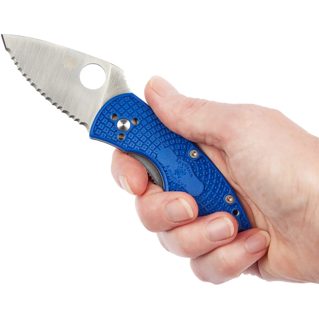 Ніж Spyderco Ambitious Serrated Lightweight S35VN Blue (C148SBL) - зображення 5