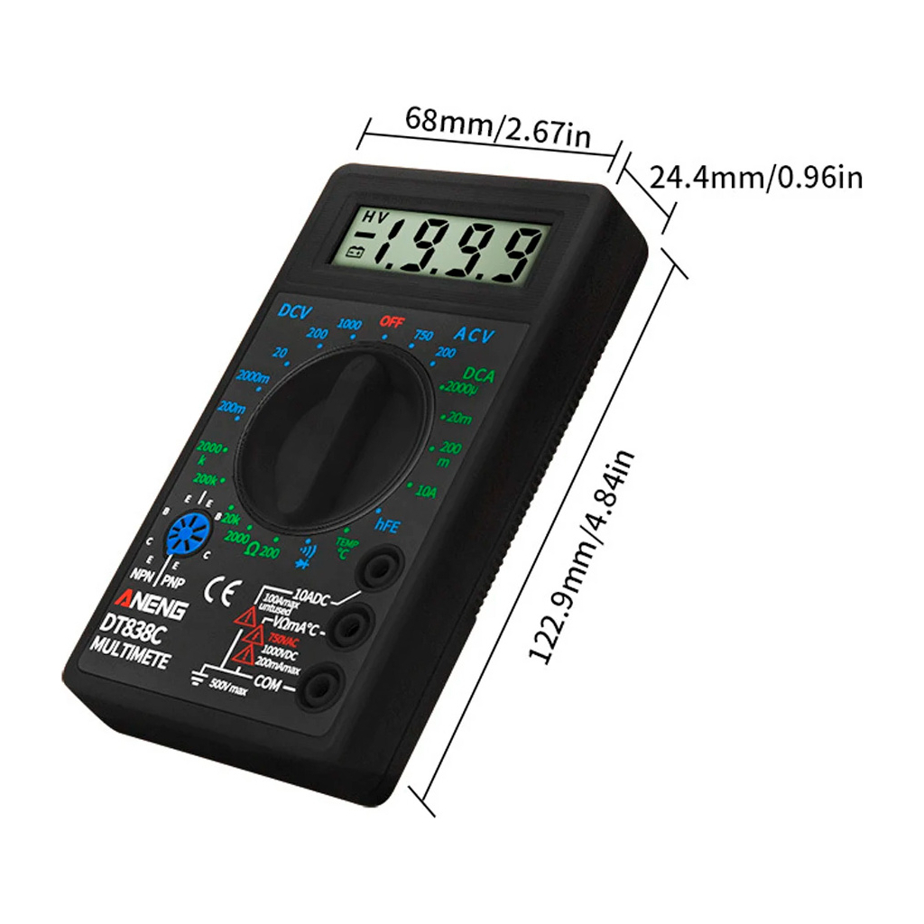 Цифровий мультиметр ANENG AN-DT838C, V, A, R, C, функція hFE (AN-DT838C) - зображення 3