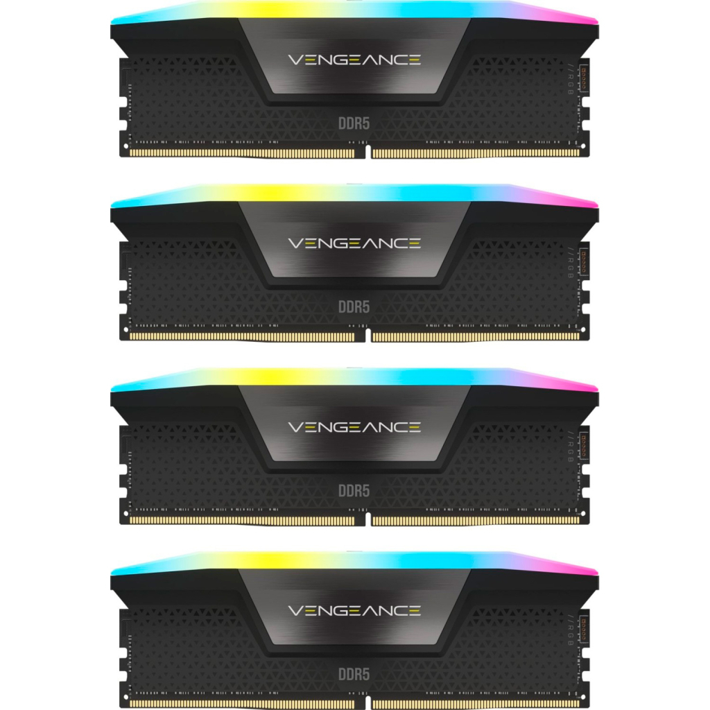 Модуль пам'яті для комп'ютера DDR5 96GB (4x24GB) 6000 MHz Vengeance RGB Black Corsair (CMH96GX5M4B6000C30) - зображення 1