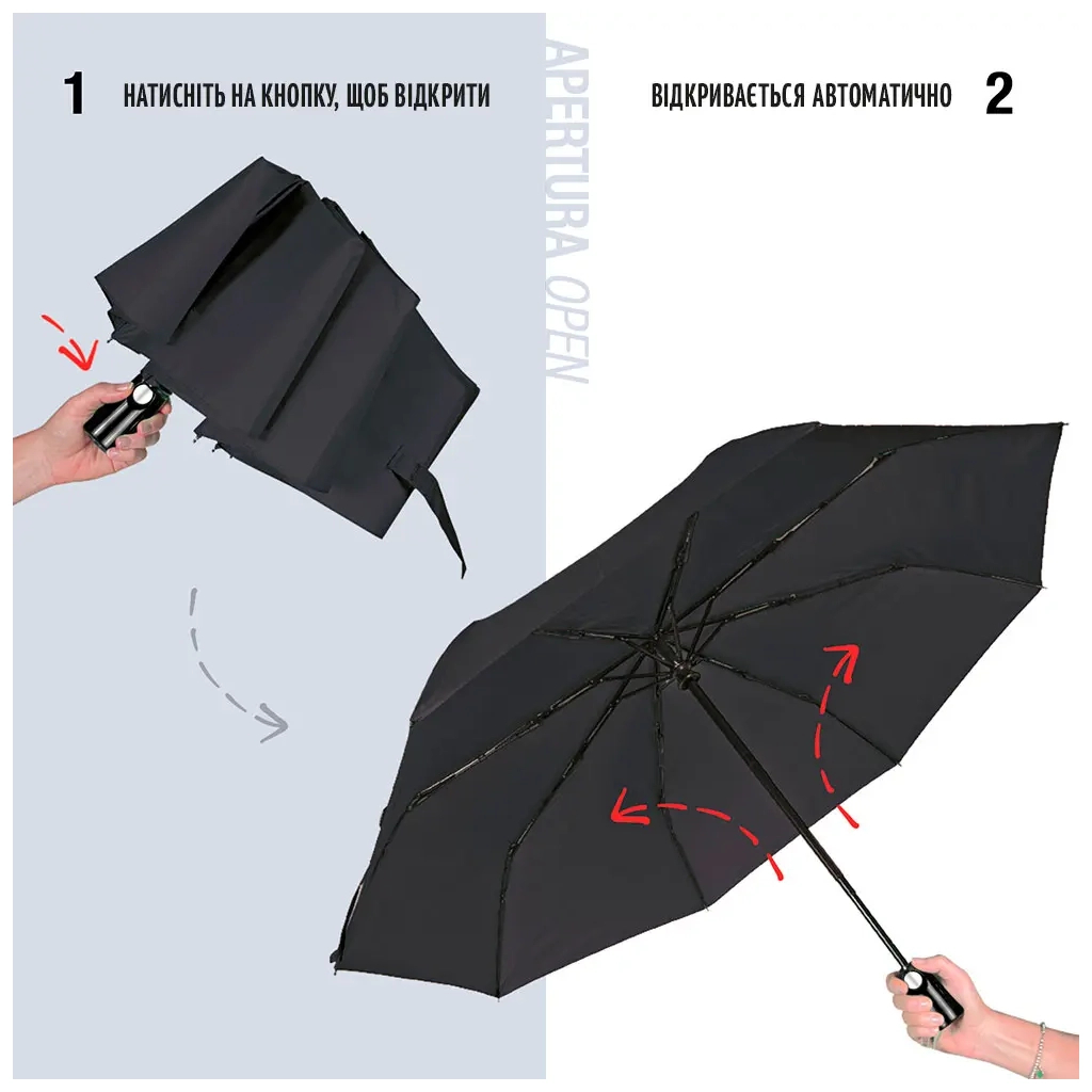 Парасоля Perletti Ombrelli promozionali Складана Автоматична Чорна (96007-01) - зображення 4