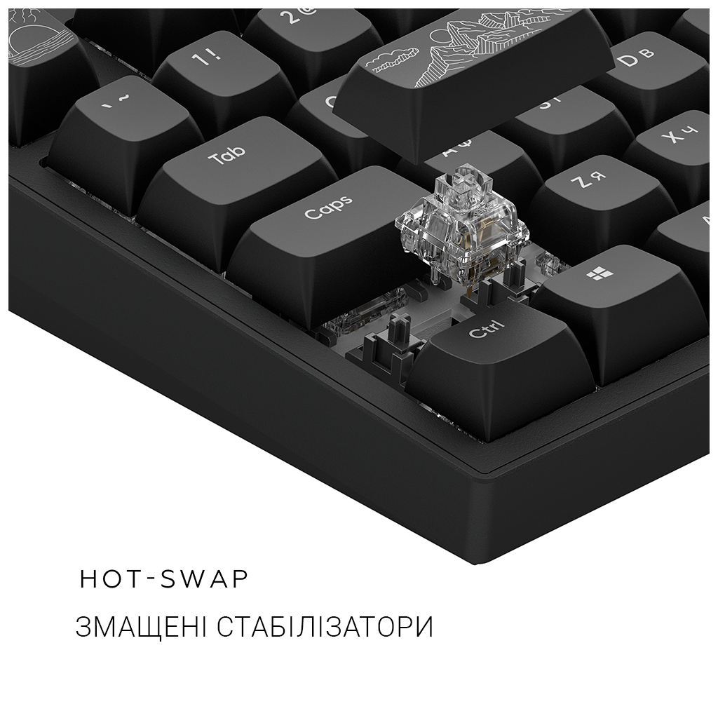 Клавіатура Dark Project ALU81 Terra Nostra PBT RGB Mech G3MS Moonstone Black (DPKB_NOSTRA_81_ANSI_BLACK_UA) - зображення 8